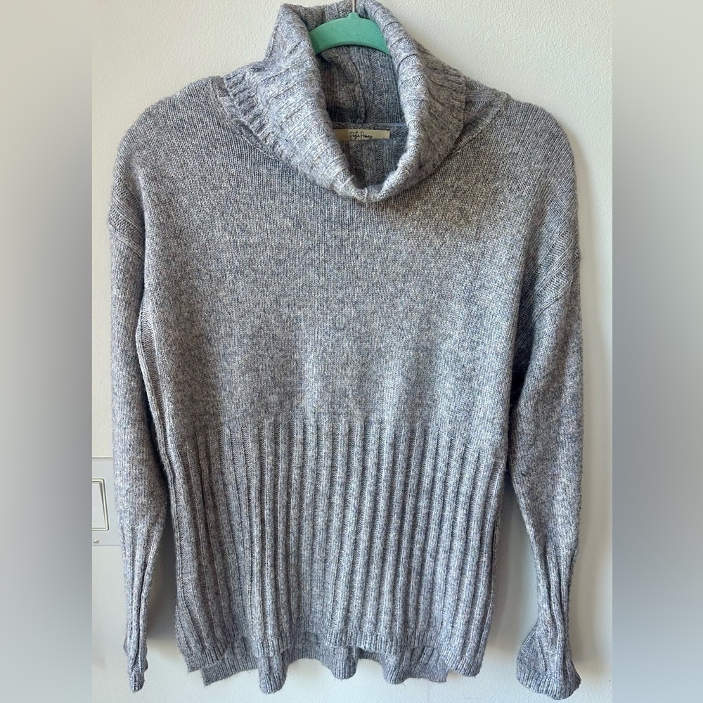 Anthropologie Peyton Primrose Cowl neck turtleneck sweater size large grey
